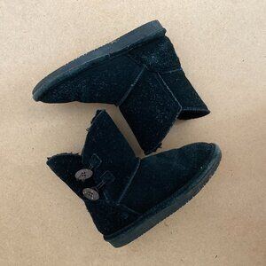 BearPaw Black Suede & Sherpa Slip On Ankle Boots